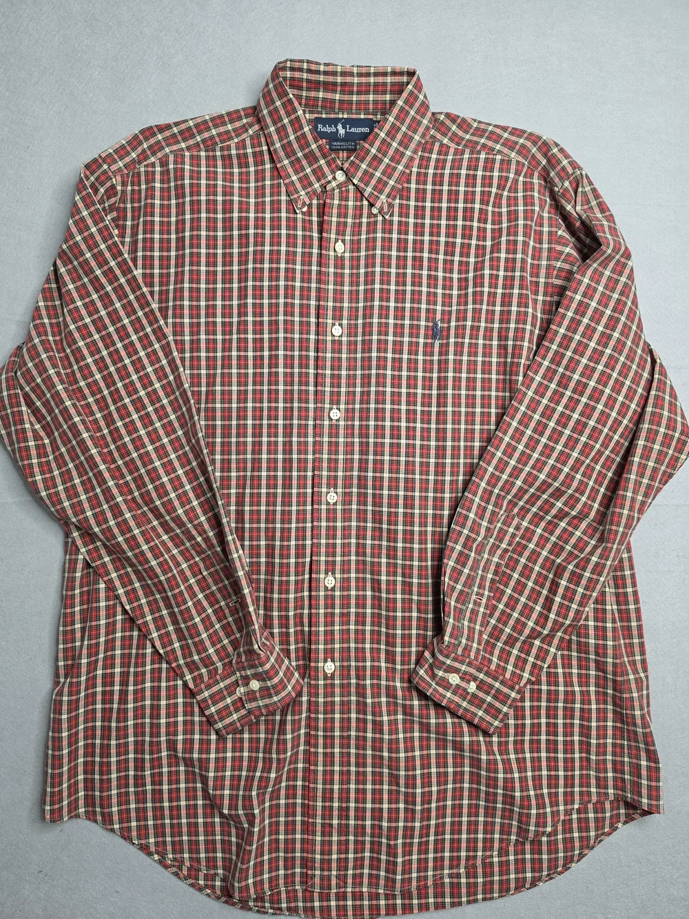 Ralph Lauren Blake Button Down Shirt Mens XL Red Black Plaid Tartan‎ Long Sleeve